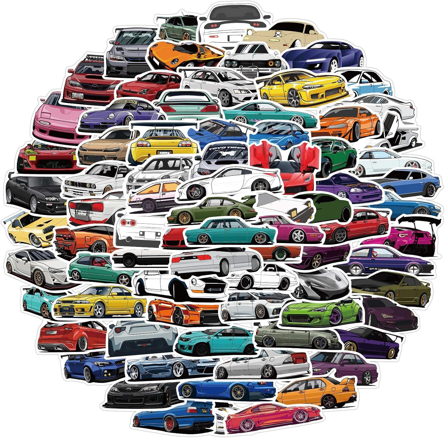 100 Pack Racing Car Stickers – Waterproof Stickers for Kids, Adults – Laptop, Gu