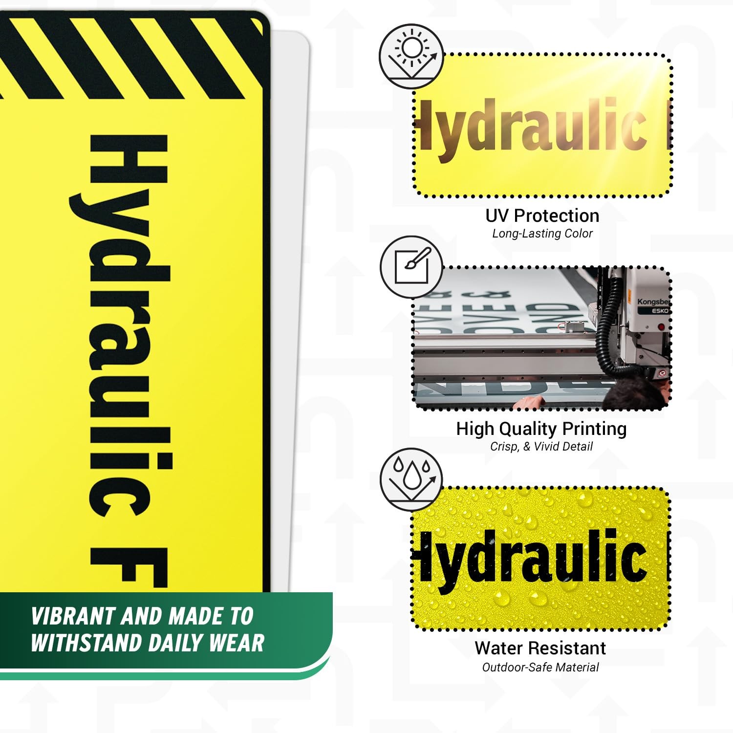 Hydraulic Fluid Vinyl Stickers | 6" Weatherproof Decals for Fuel Tanks & Trucks