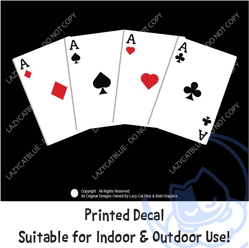 Playing Cards Decal Sticker Aces Suit Winning Hand Gambling Poker Bet Casino Win
