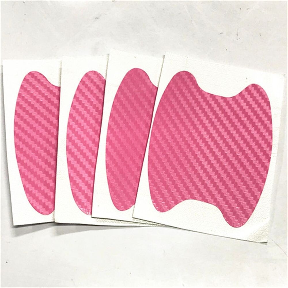 4pcs 3D Carbon Fiber Car Door Handle Stickers Anti Scratch Proof Cover Protector