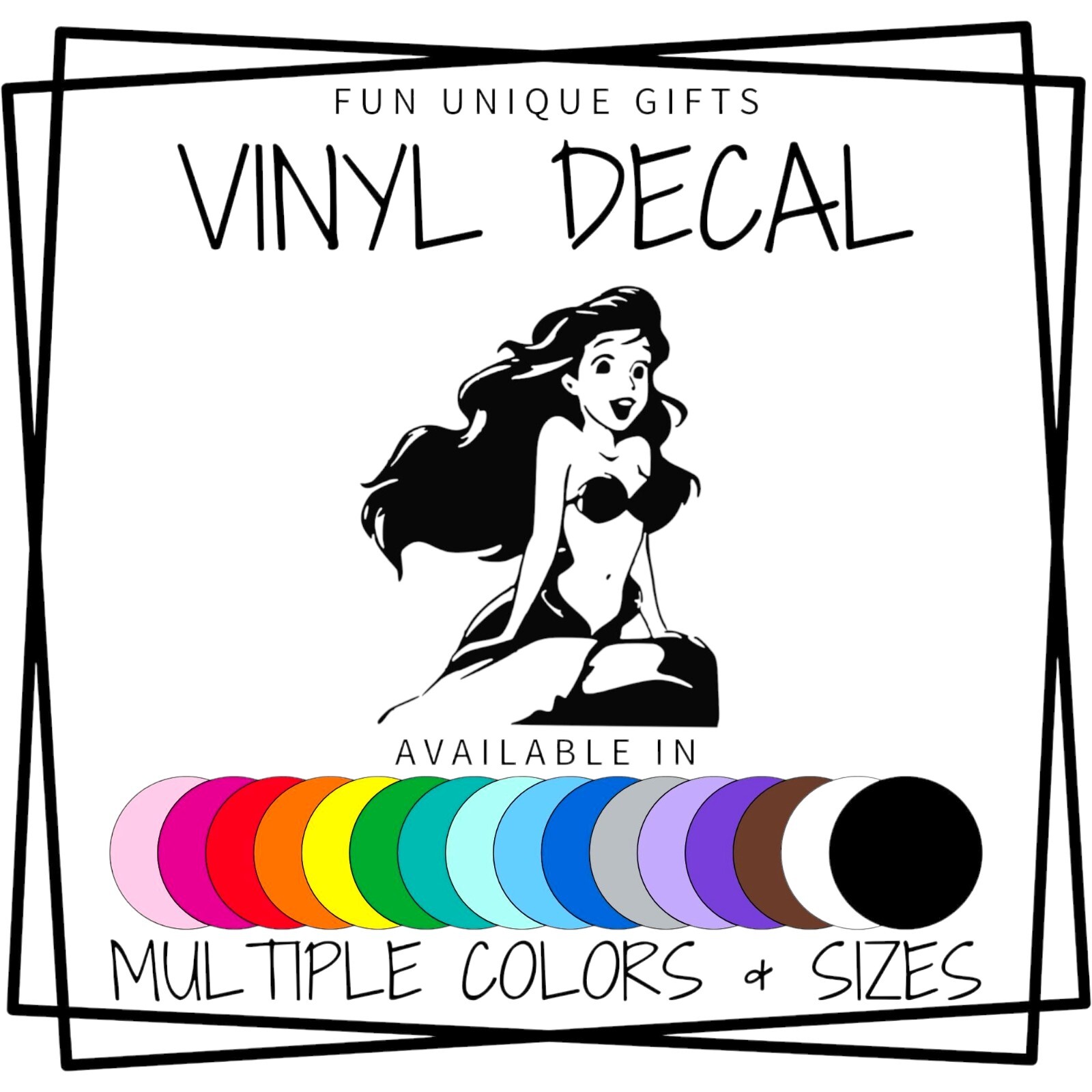 The Little Mermaid Vinyl Decal Sticker -Multiple Colors & Sizes- FREE SHIPPING