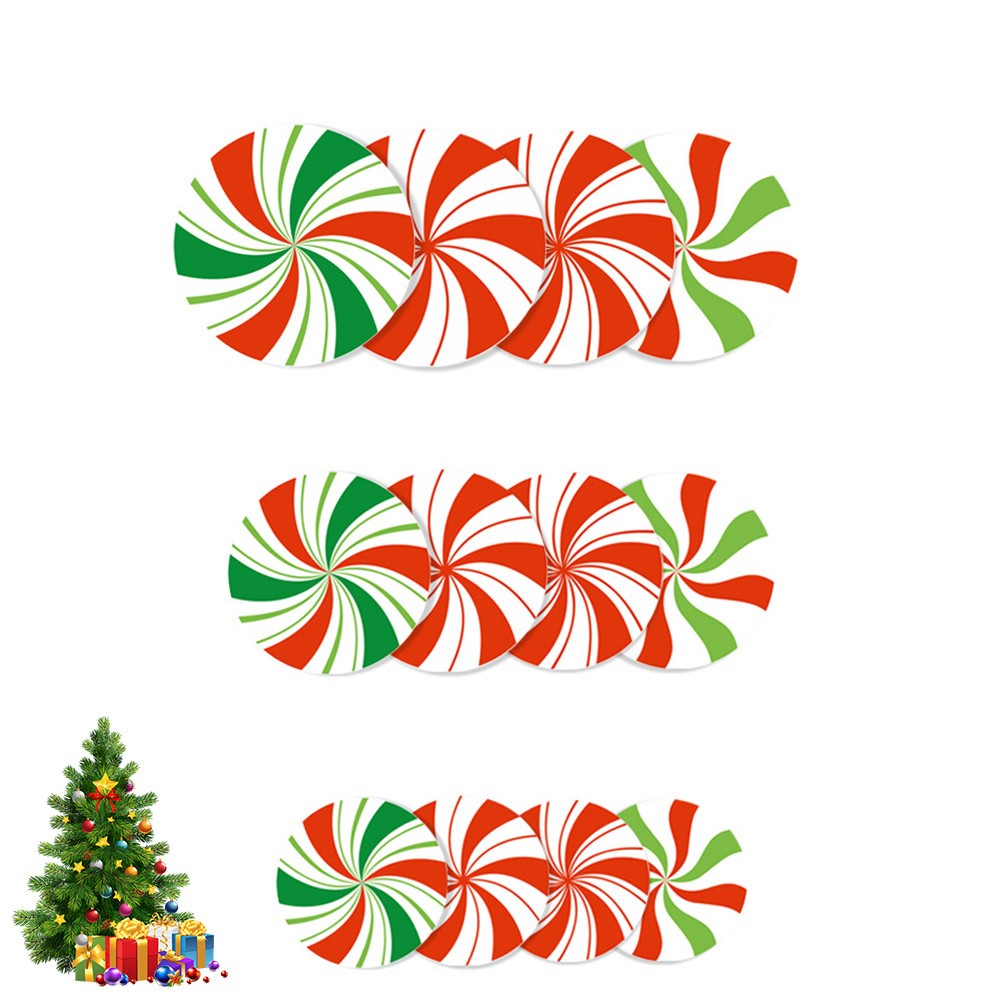 12 PCS Candy Wall Decal Glitter Chriastmas Sticker Christmas Decor