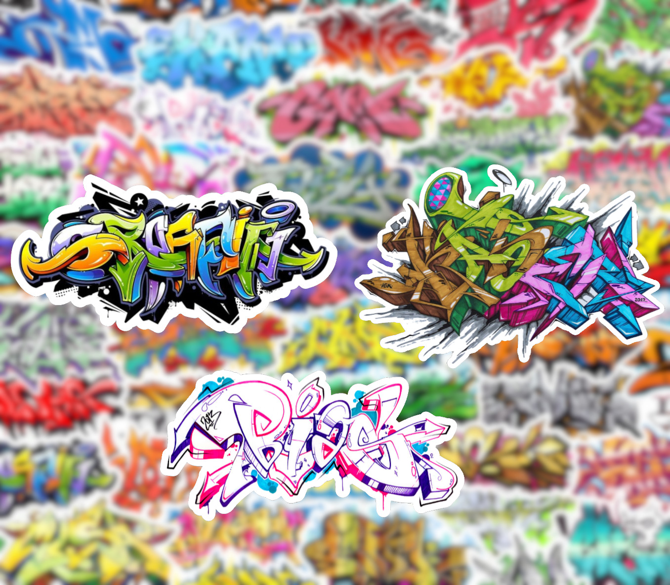 25/50 Graffiti Art Sticker Pack – Waterproof Vinyl – Hip-Hop B-Boy Rap 80's