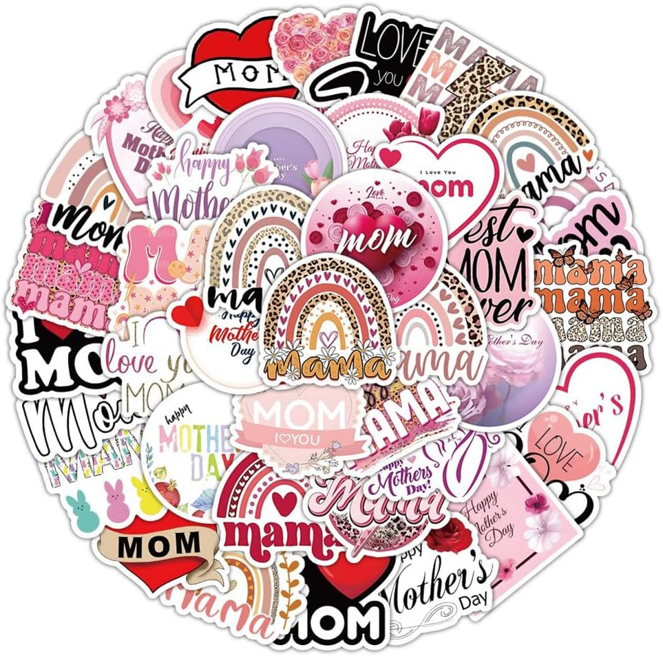 Mother's Day Vinyl Stickers – 50 Waterproof Decals for Various Surfaces