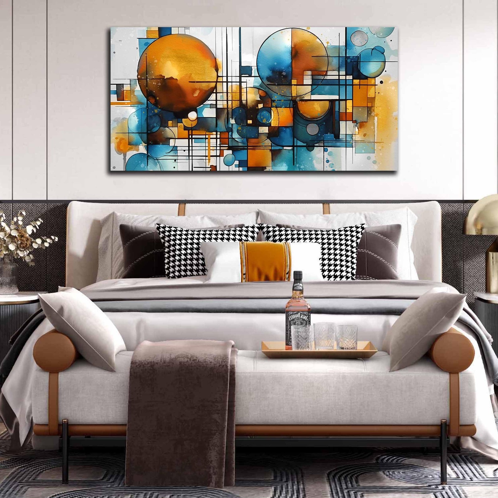 ENTANUB Abstract Canvas Wall Art for Living Room, Circle Wall Decor for Bedro…