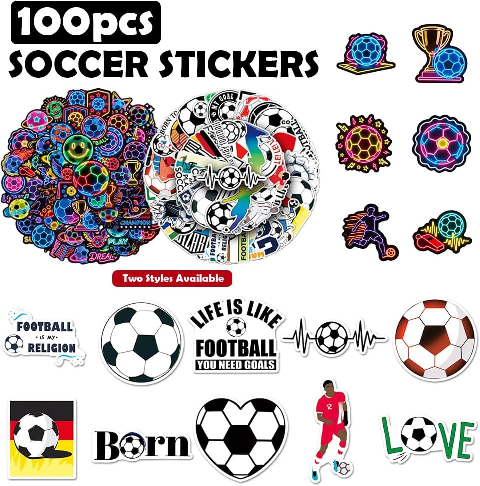 100Pcs World Cup Soccer Stickers, Vinyl Waterproof Soccer Stickers, Sports Stick
