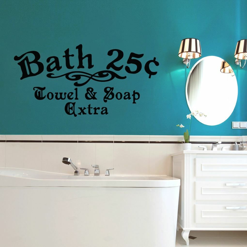 Bath 25¢ Towel & Soap Extra Wall Decal – Bathroom, Restroom, Wall Art, Sticker