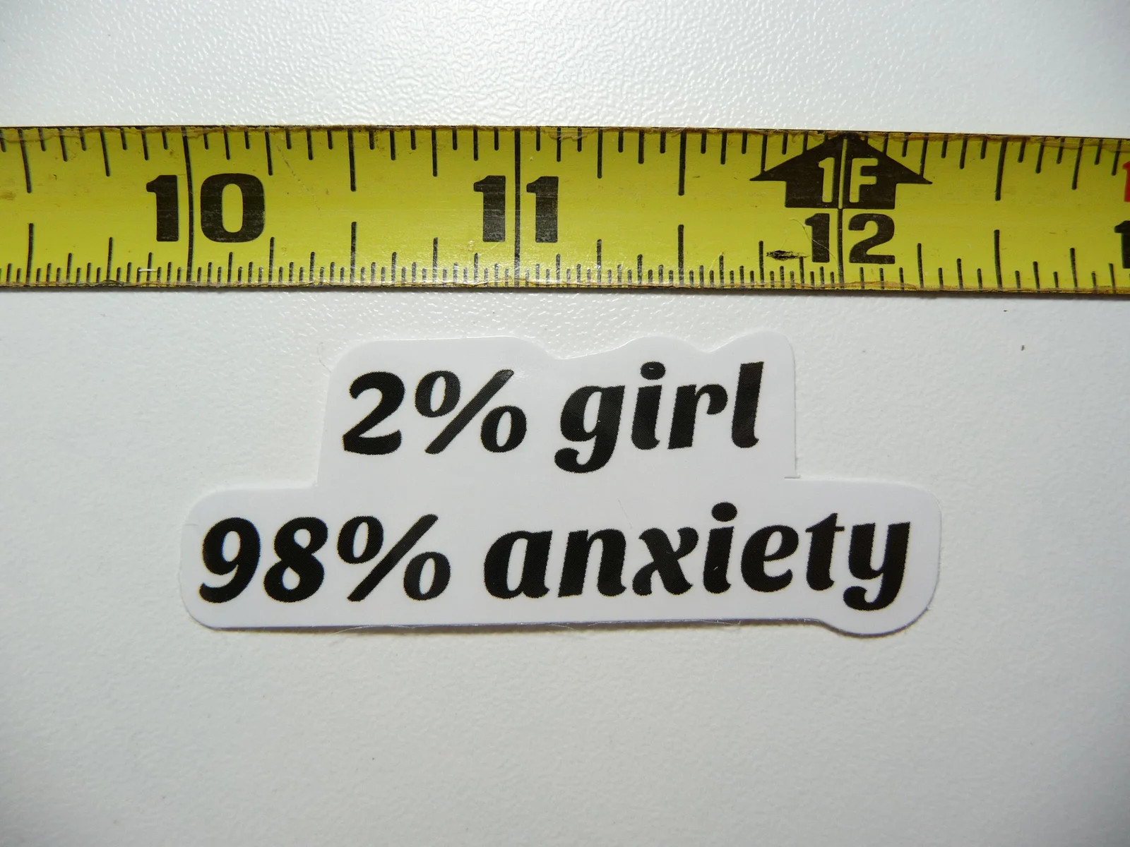 2% GIRL 98% ANXIETY SMALL STICKER DECAL FUNNY SARCASM SARCASTIC SAYING