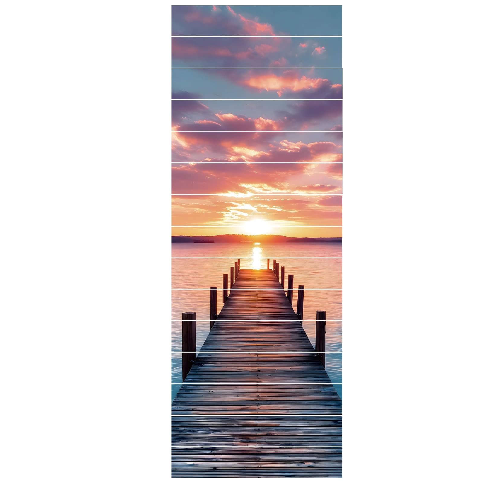 PLIGREAT 15 Strips Stair Riser Decals Sunset Landscape Pathway Peel and Stick…