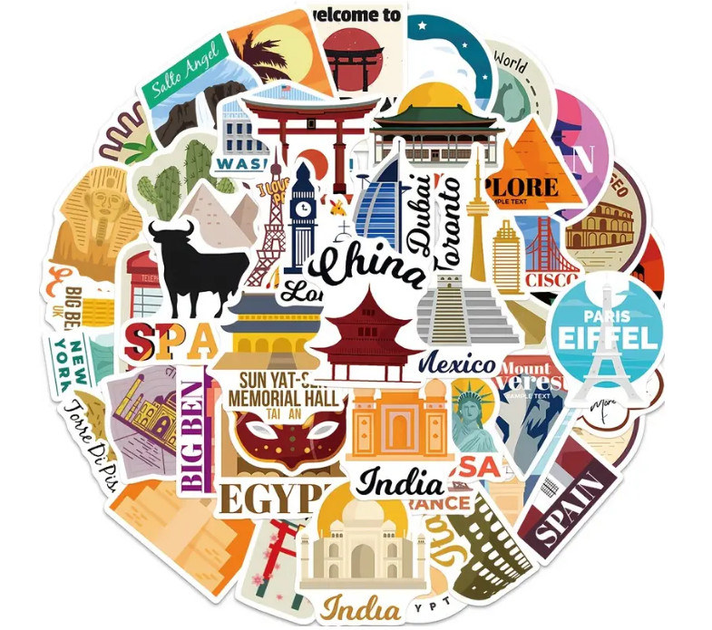 World Landmark Vinyl Stickers – Select A Sticker – BUY2GET4FREE!