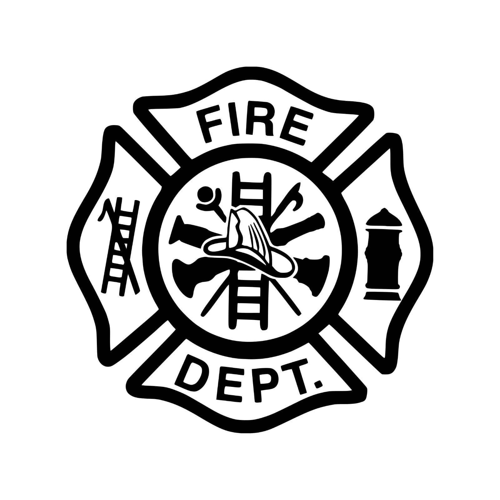 FIRE DEPARTMENT Vinyl Decal Sticker – FD Firefighter Maltese Cross – 20 COLORS!