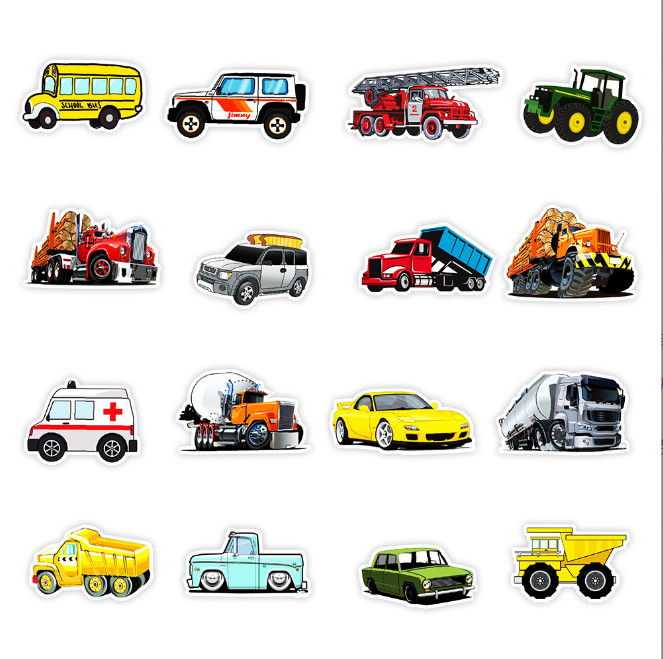 50 Pcs Stickers Vehicle Trucks Cars Fridge Luggage Skateboard Phone Laptop Vinyl