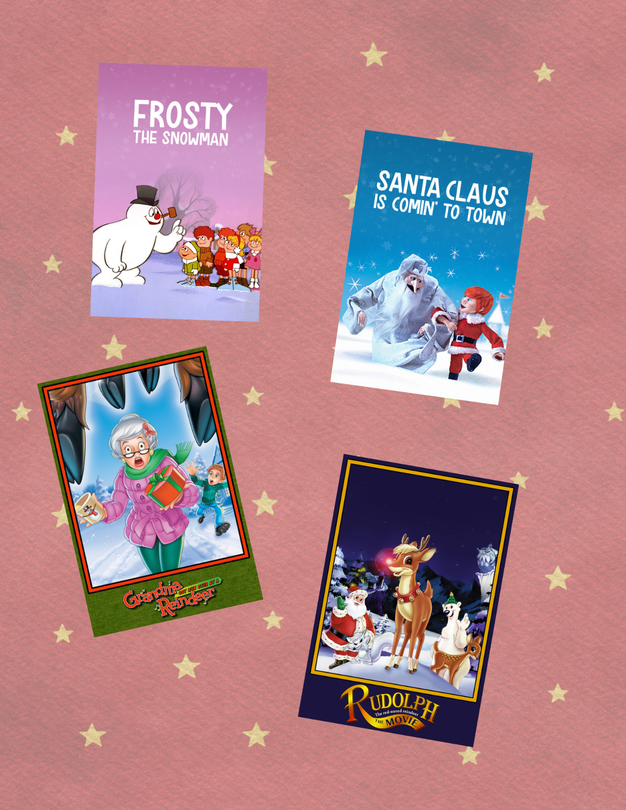 Classic Christmas Movie Poster Style 4pc Sticker Pack