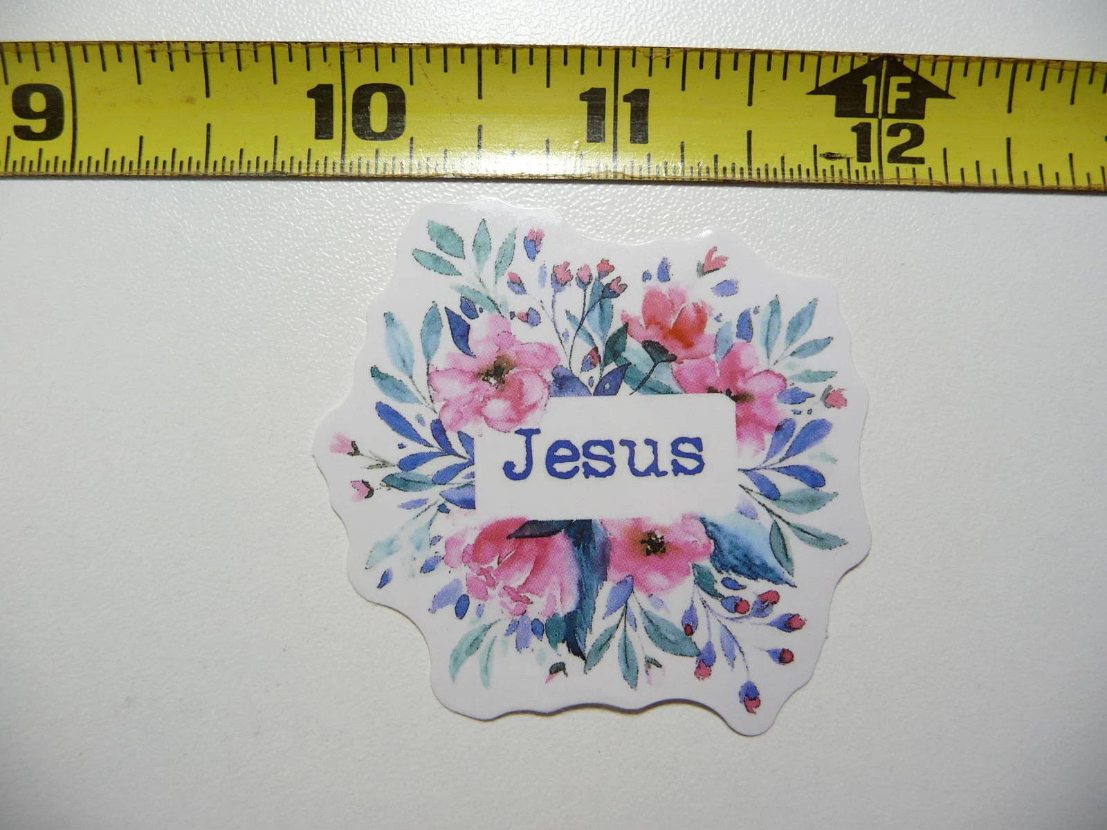 CENTER JESUS FLOWERS SPRIGS SMALL STICKER DECAL FAITH CHURCH CHRISTIAN BELIEF
