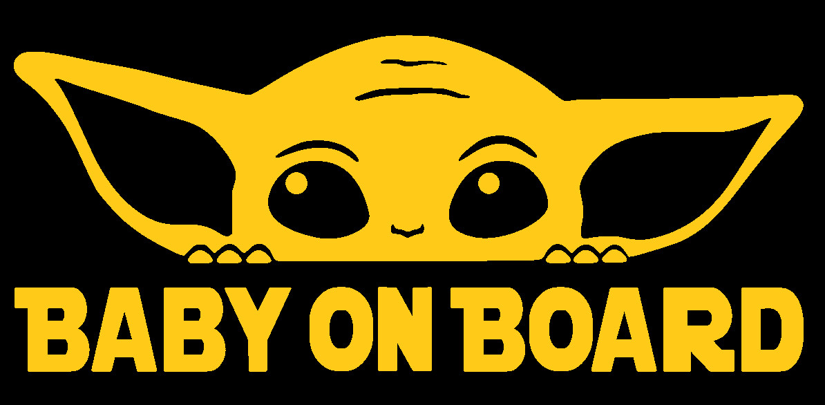 BABY YODA ON BOARD, GROGU, MANDALORIAN, STAR WARS, Decal Sticker for Car, Laptop