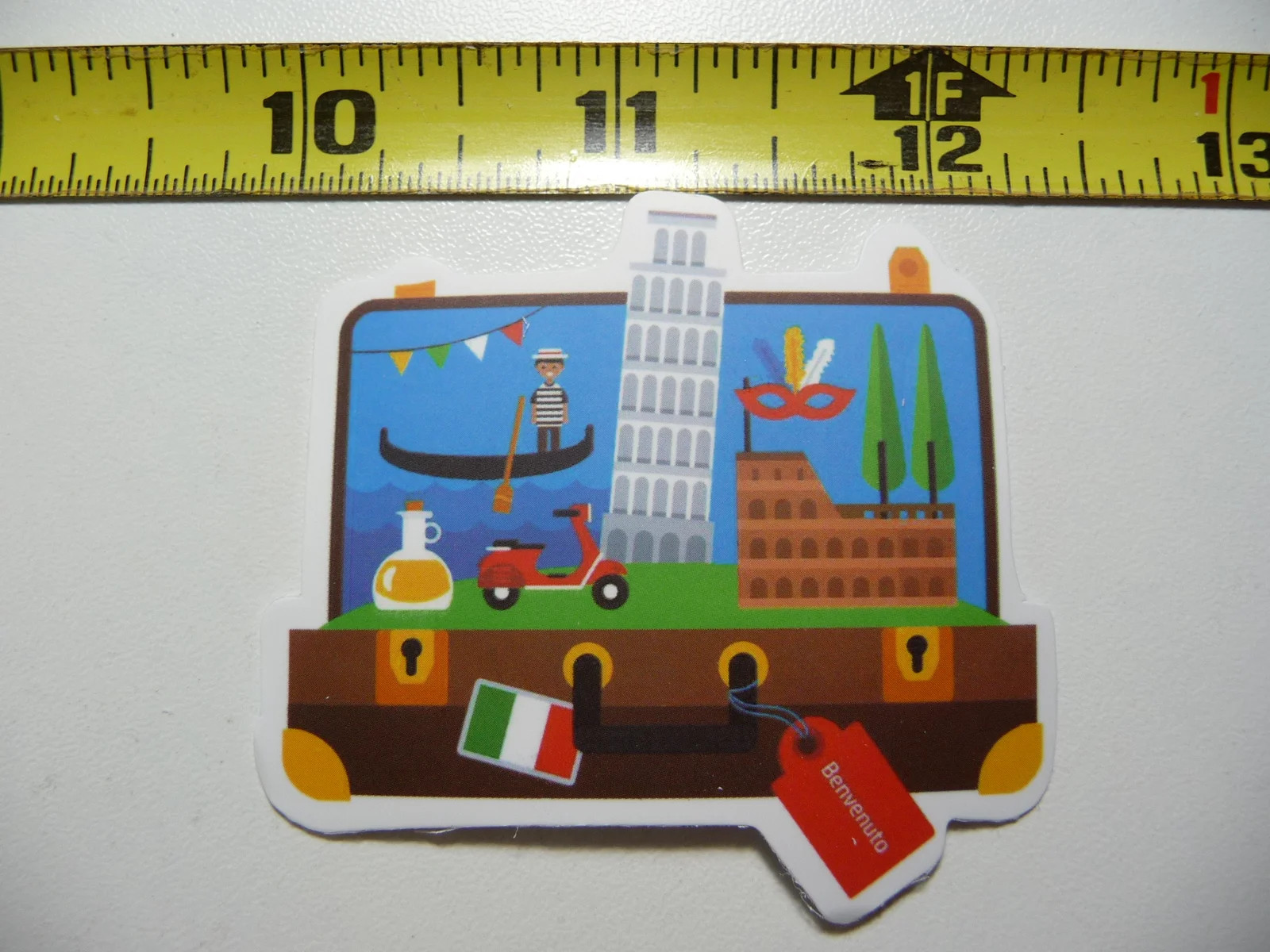 ITALY SUITCASE WITH ITALIAN MEMORIES SMALL STICKER DECAL VACATION TRIP MEMORIES