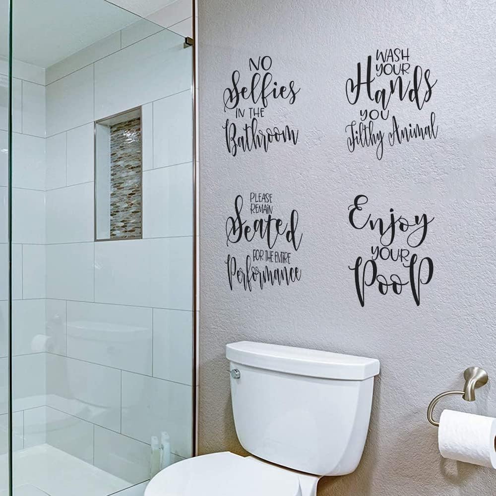 Bathroom Wall Decals Peel and Stick Pictures Funny Quotes Wall Art Decor Sayi…