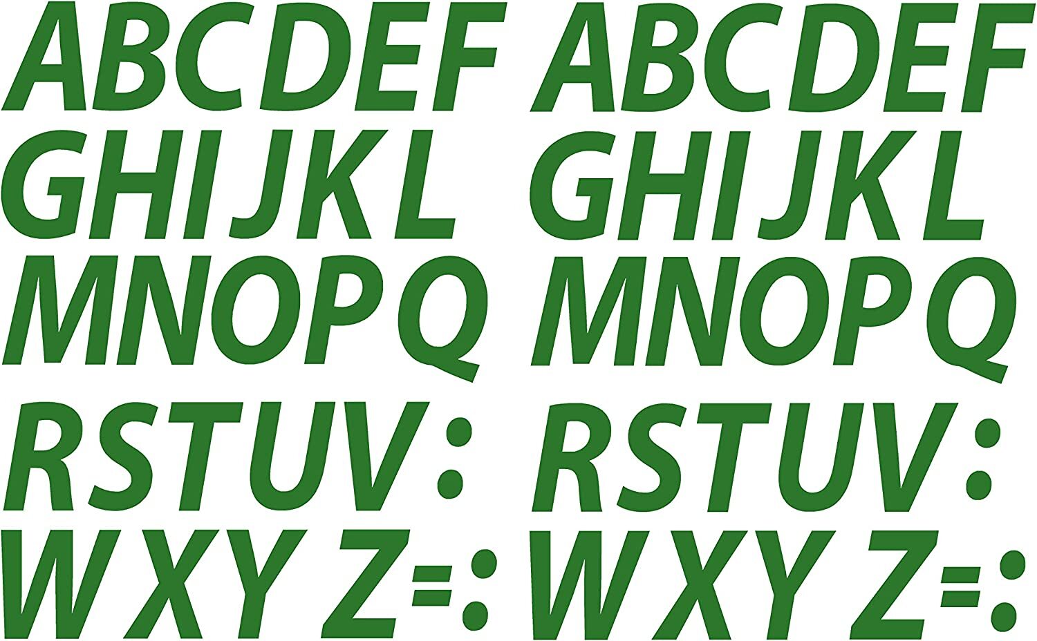 A-Z Letters Reflective Green Sticker Vinyl Decals 1" – 12" Set Of 2 (610-R)