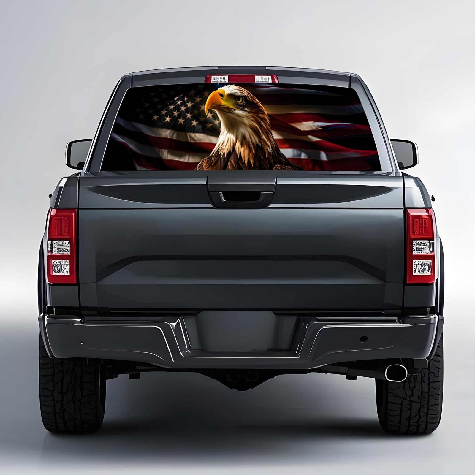 65×22 in Back Window Decals for Trucks – American Flag Eagle-1 Large-65×22 IN