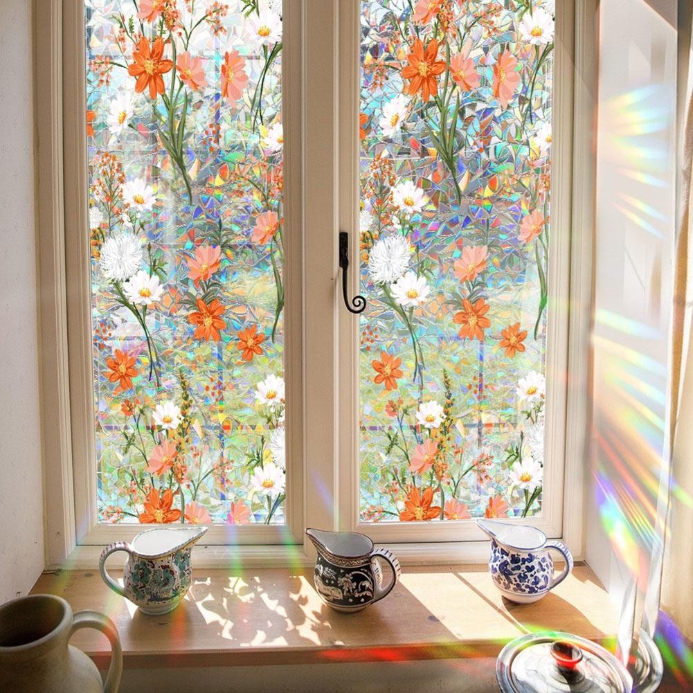 Static Window Film 1M2M For Rainbow Design PVC for Vibrant Glass Decoration