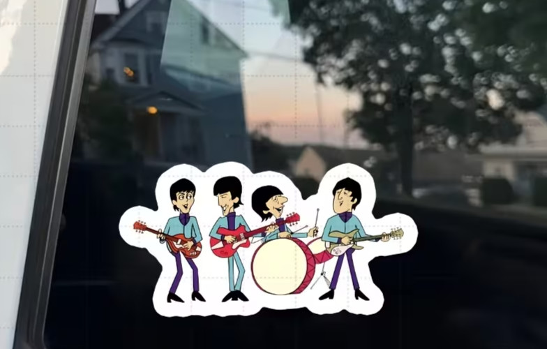 Beatles Band Vinyl Sticker – Self-Adhesive & Waterproof Cartoon-Style Design