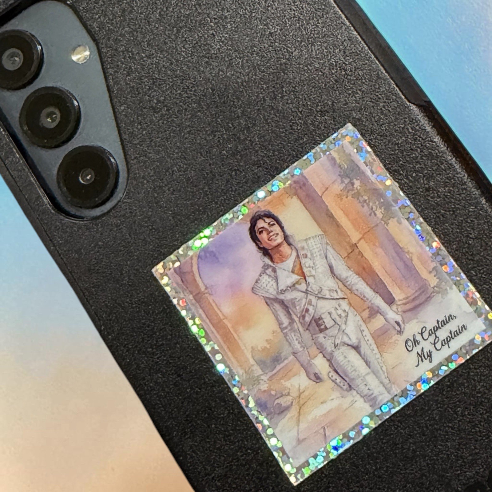 2×2 Captain EO Oh Captain Hologram Glitter Sticker Homemade FAST SHIP FREE SHIP