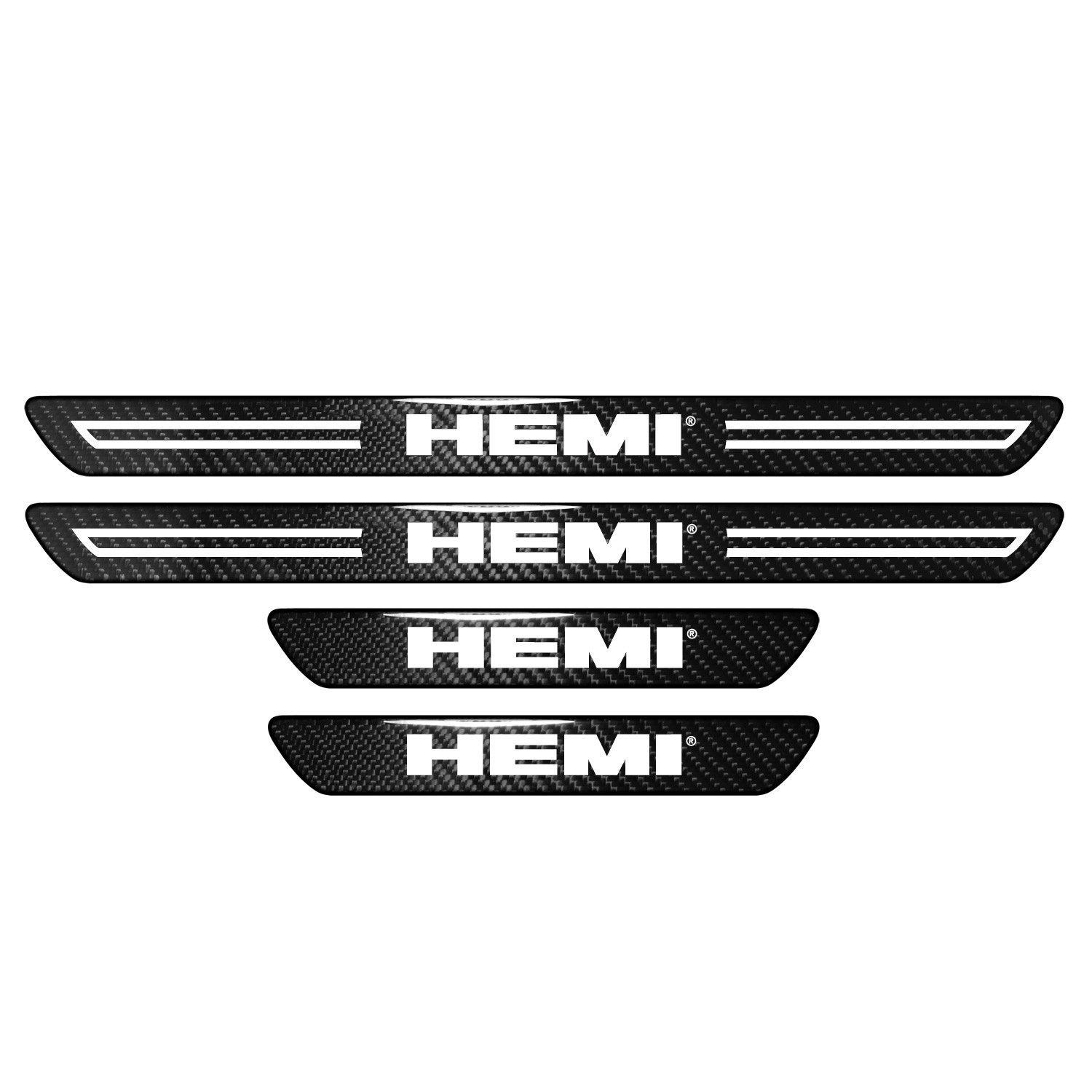 HEMI Logo Real Carbon Fiber 4 Pcs Door Sill Kick Plates