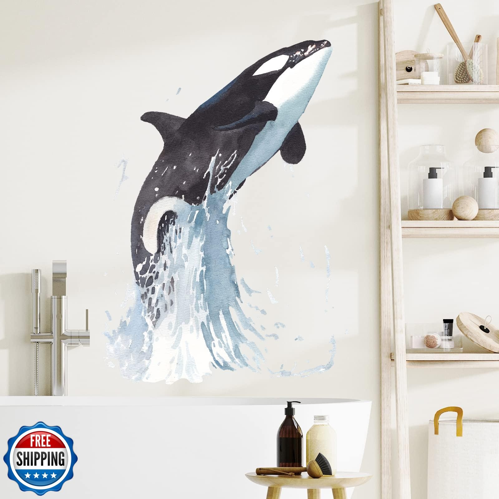 RoyoLam Killer Whale Jumping out of the Water Wall Decal Nursery Orca Sea Ani