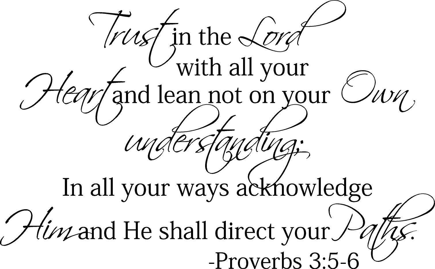 Trust in the Lord – Proverbs 3:5-6 Vinyl Decal Home Décor 12" x 21"