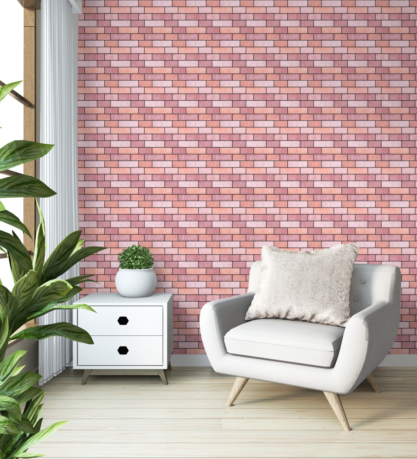 Pink Pastel Subway Textured Peel And Stick Self Adhesive Wall Tile- Style 69