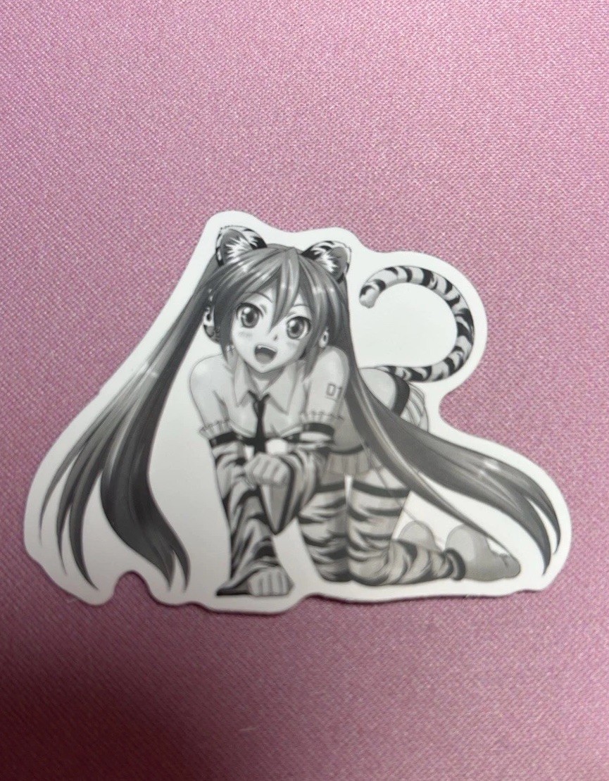 black and white waifu lewd stickers #6