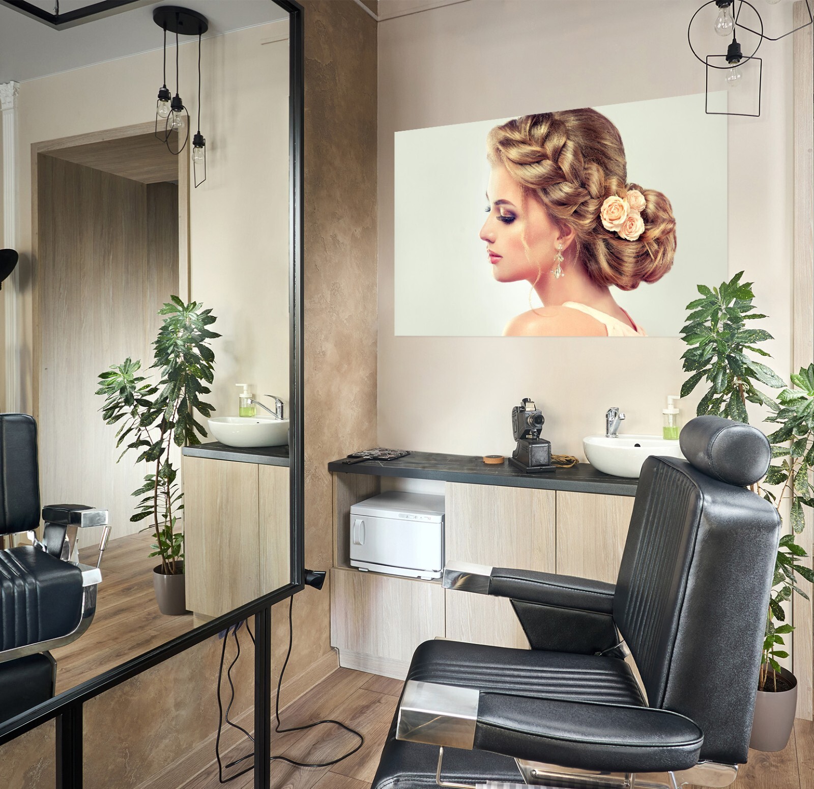 3D Braided Girl A65 Salon Barber Shop Wall Stickers Vinyl Wallpaper Murals Ann