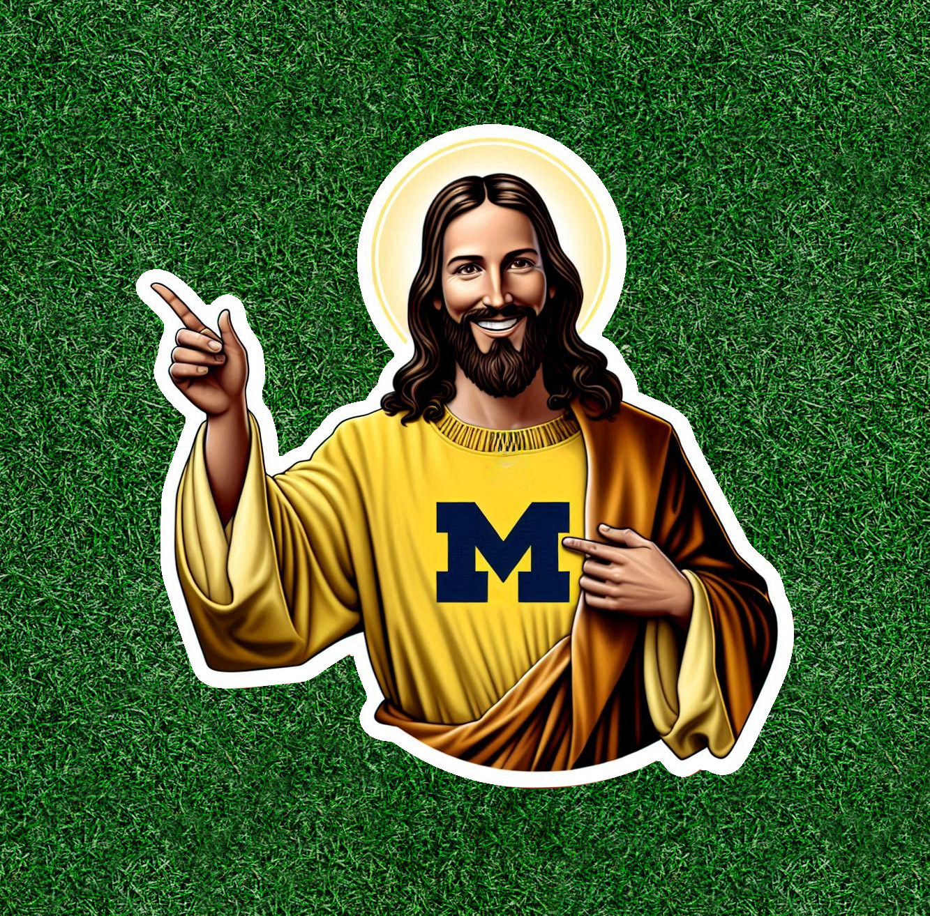 Jesus is a Michigan sports fan 100% waterproof vinyl sticker – several sizes