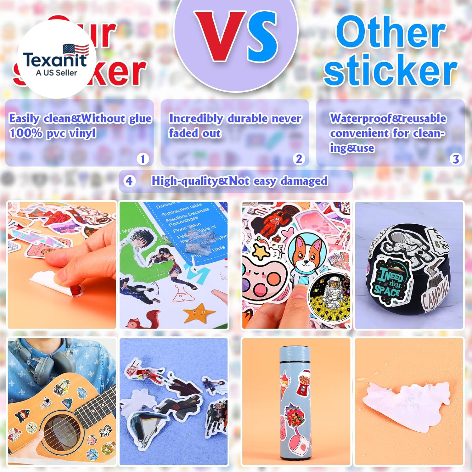 600 PCS Stickers Pack，Cute Colorful Waterproof Stickers，Vinyl Art Stickers.Valen