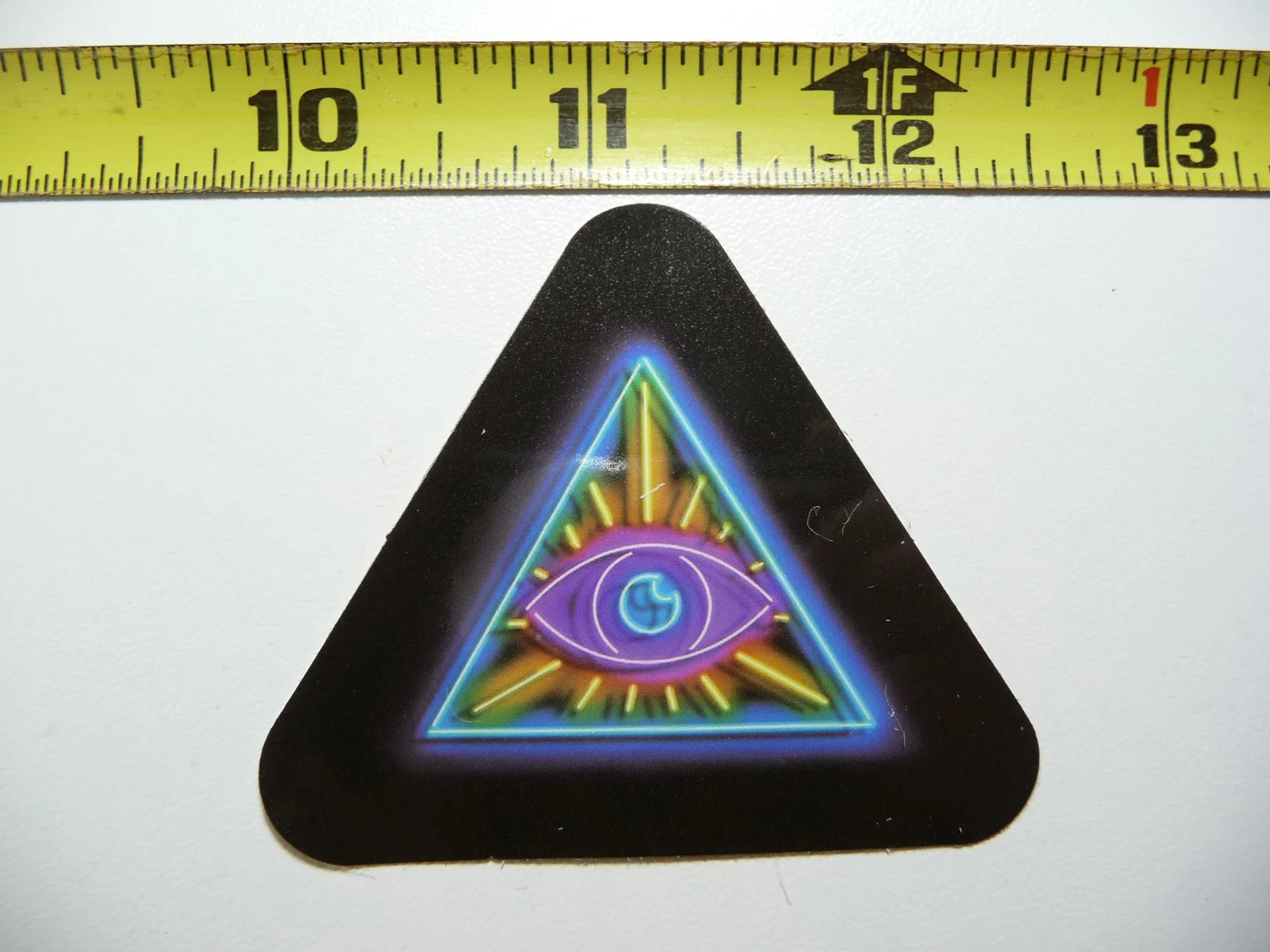 ALL SEEING EYE TRIANGLE NEON STYLE SMALL STICKER DECAL COLORFUL FUNNY