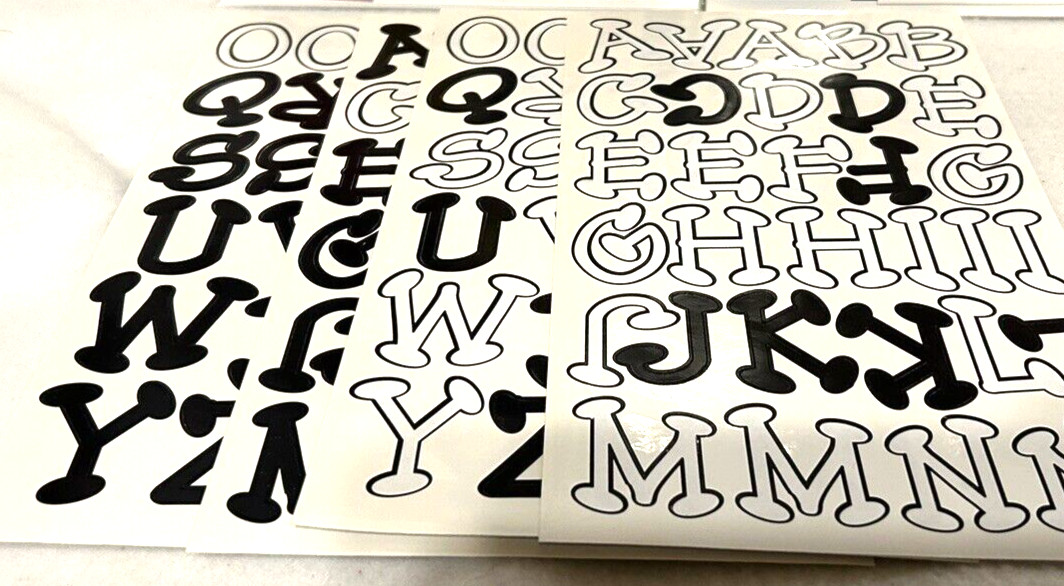 Lot Vinyl Stick On Letters And Numbers Assorted Sizes – Six Packs – See Photos