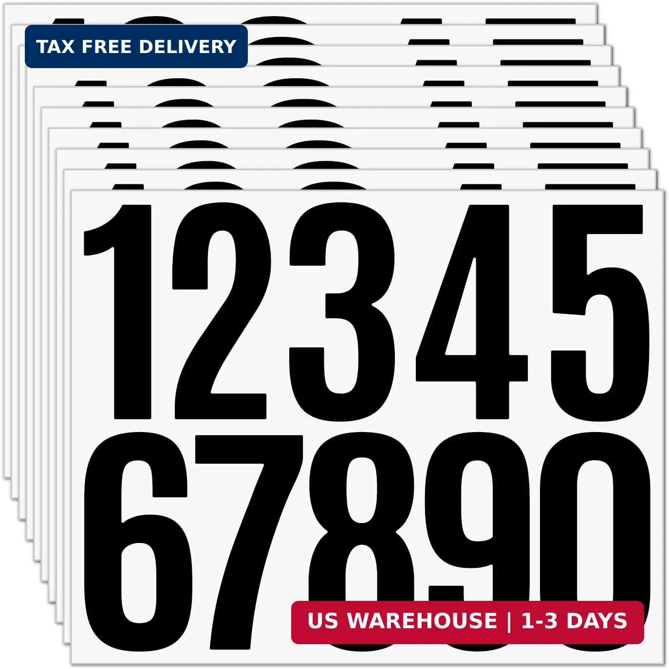 10 Sheets Mailbox Number Stickers 3 Inch – Self-Adhesive Vinyl Numbers 0-9 for