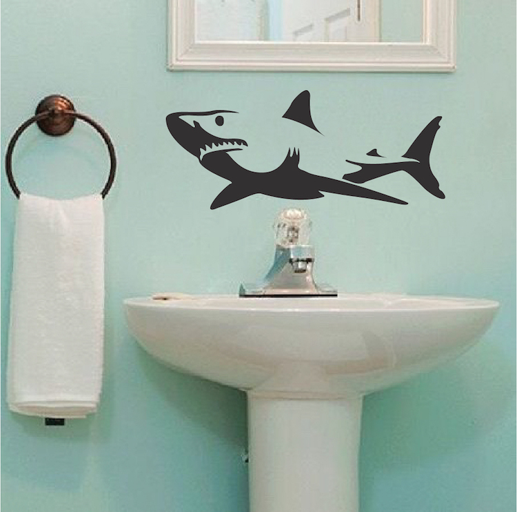 Shark Wall Decal Sticker, Sea Creatures Wall Vinyl, Removable Predator Mural b20