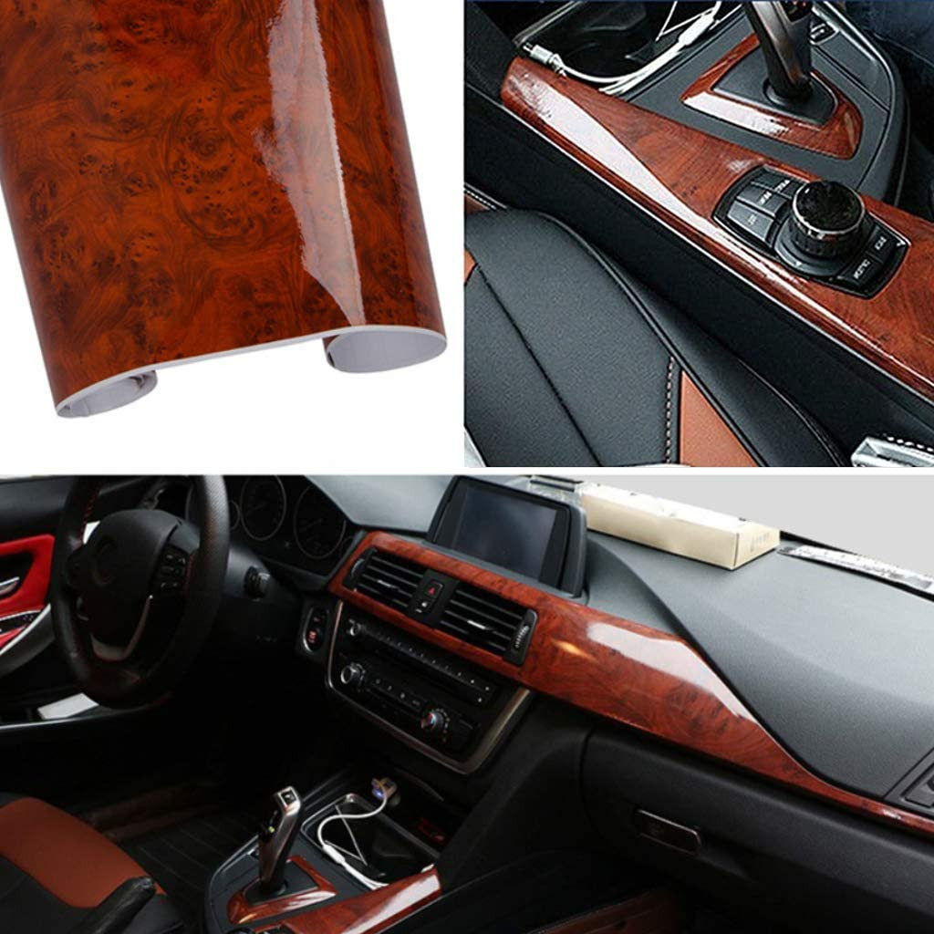 High Glossy Wood Grain Vinyl Wrap Sticker Decal Car Internal Wraps Self Adhesive