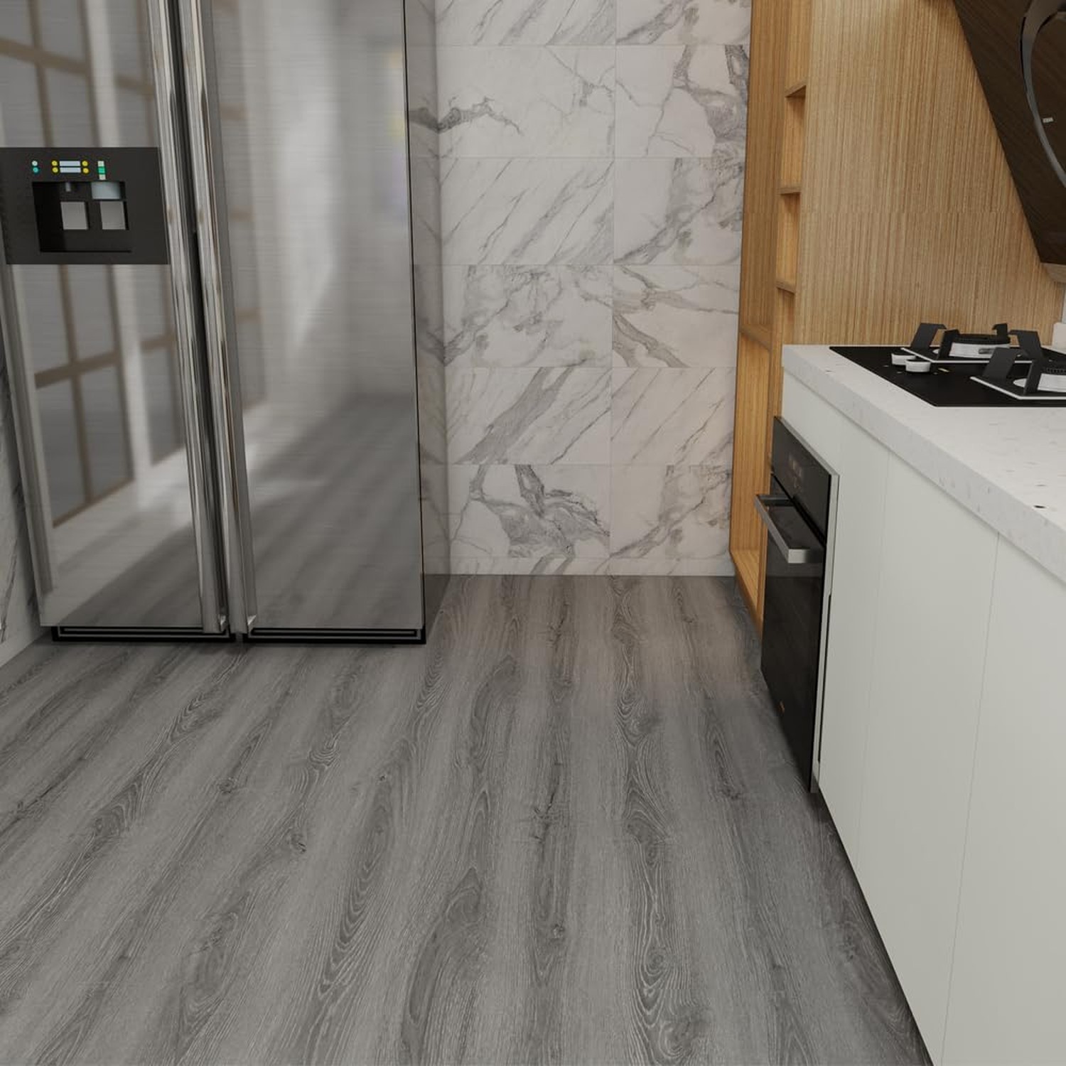Wood Grain Peel and Stick Floor Tiles – 11.8” Width, Full Roll Lengt