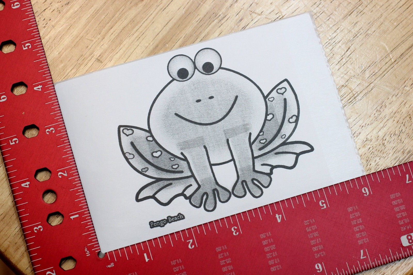 Valentine Frog B/W 4"x6" Thermal Sticker – Cute Smiling Toad – Pongo Beach
