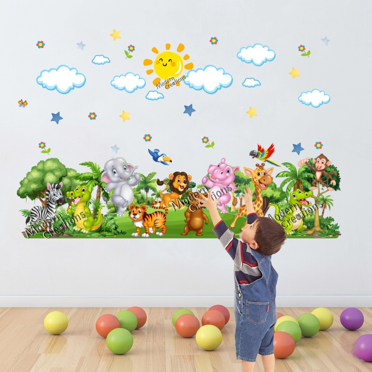 Forest Wall Stickers Decals Kids Nursery Rooms Decor Large Jungle Animals Enjoy