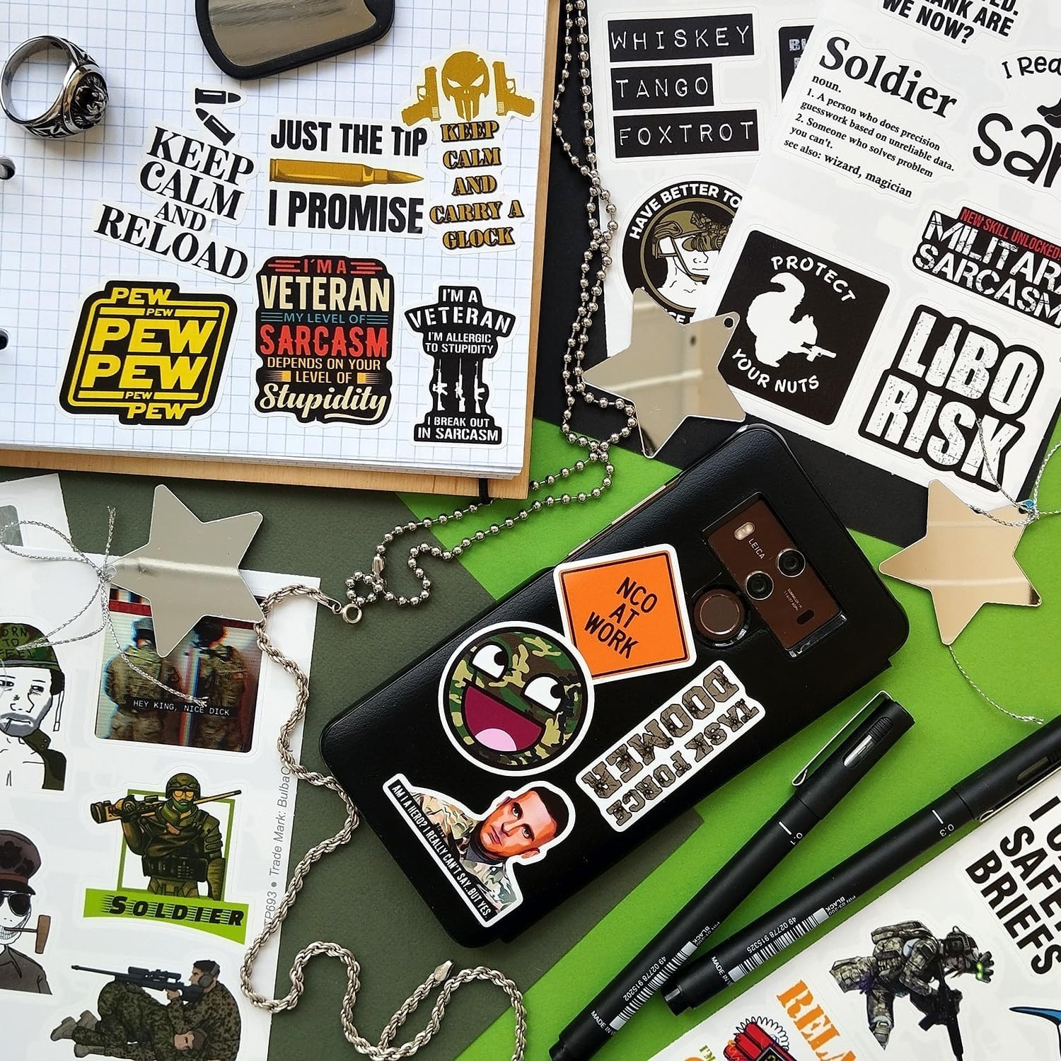 100Pcs Funny Army Stickers and Decals — Small Vinyl Military Stickers and Dec…
