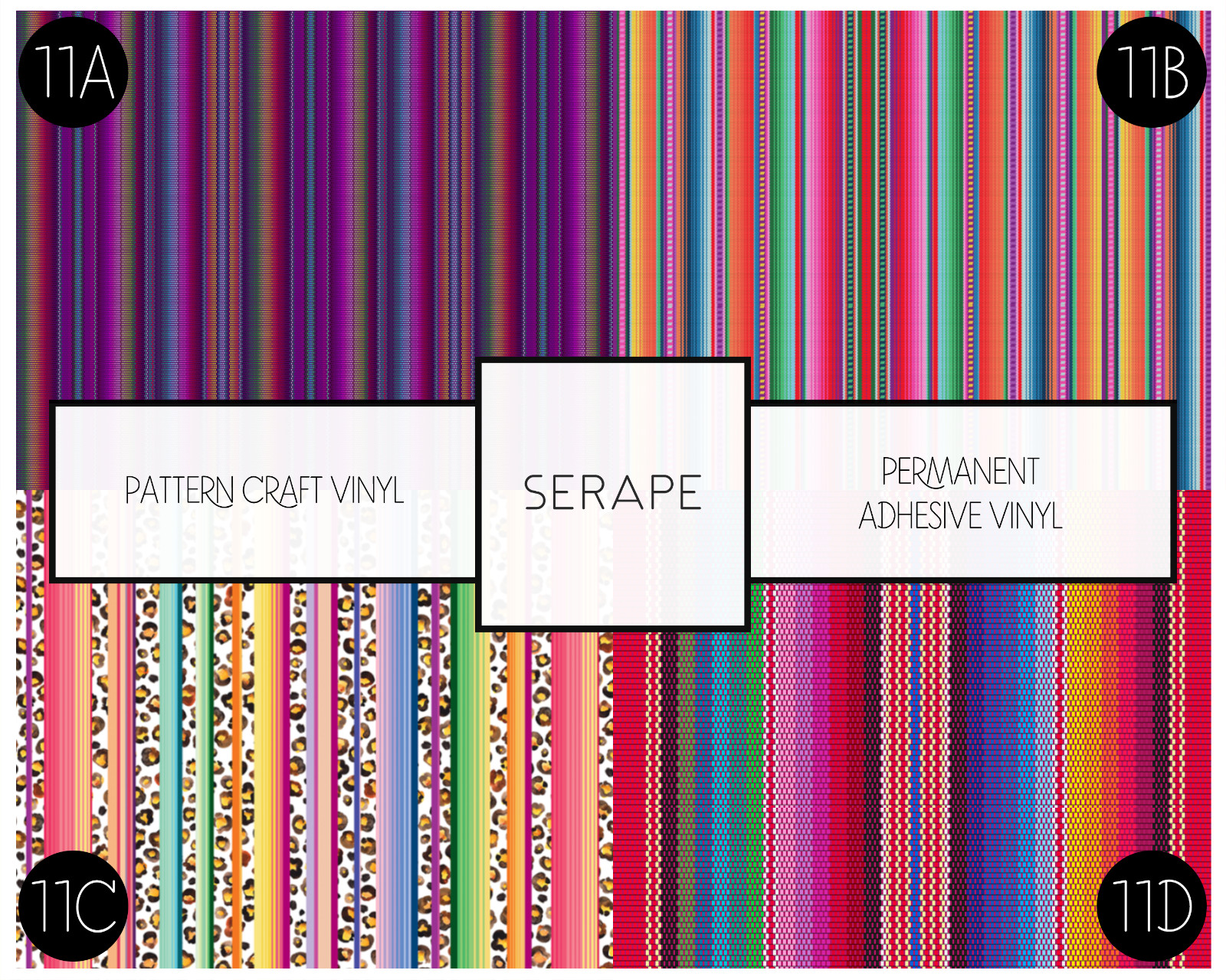 Serape Patterned Premium Vinyl, for use with all Cricut cutting machines (12")
