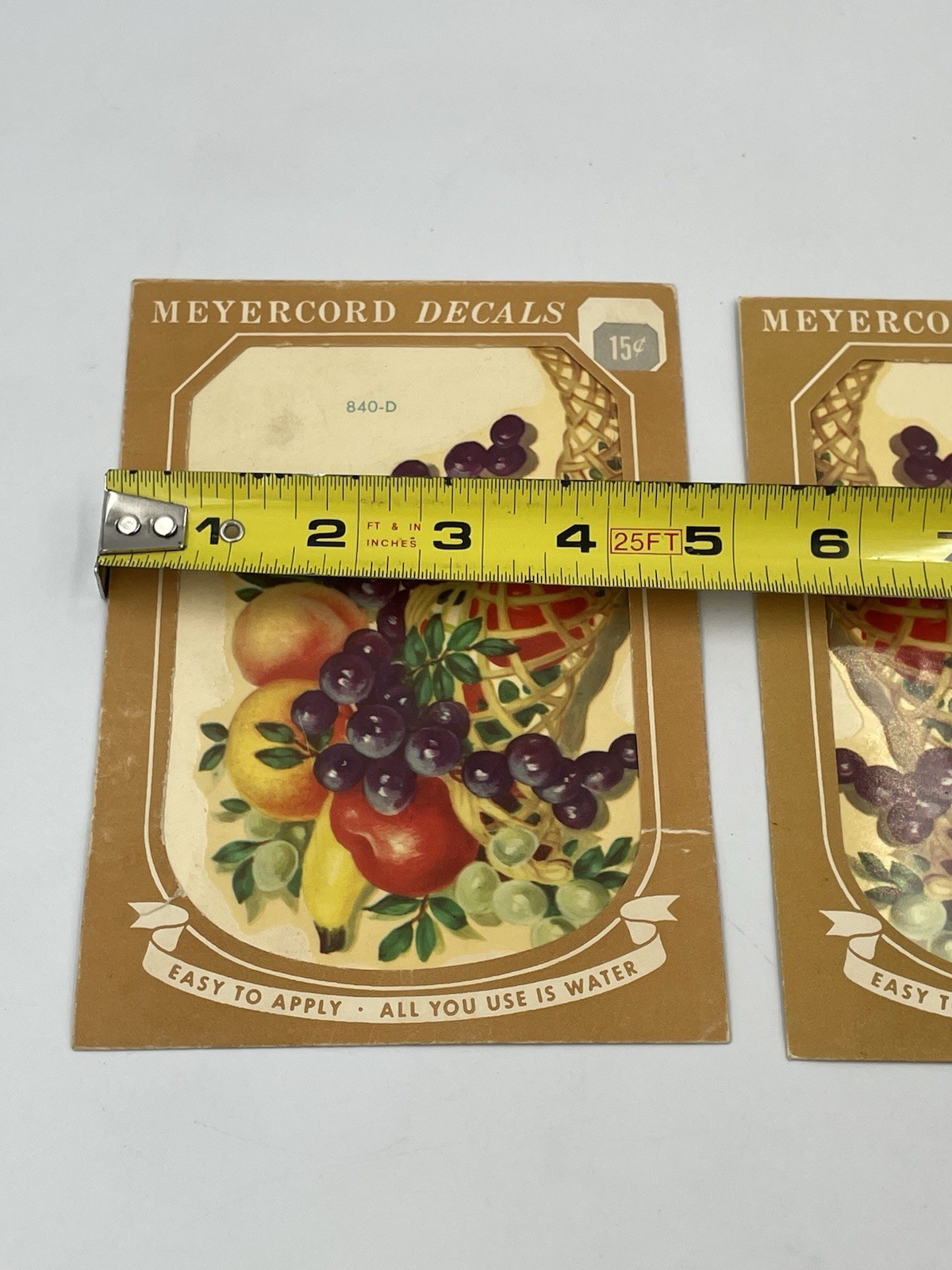 2 Vintage Meyercord Cornucopia Fruit Decals Lot 1950s Kitchen Decor 840-C/D A8
