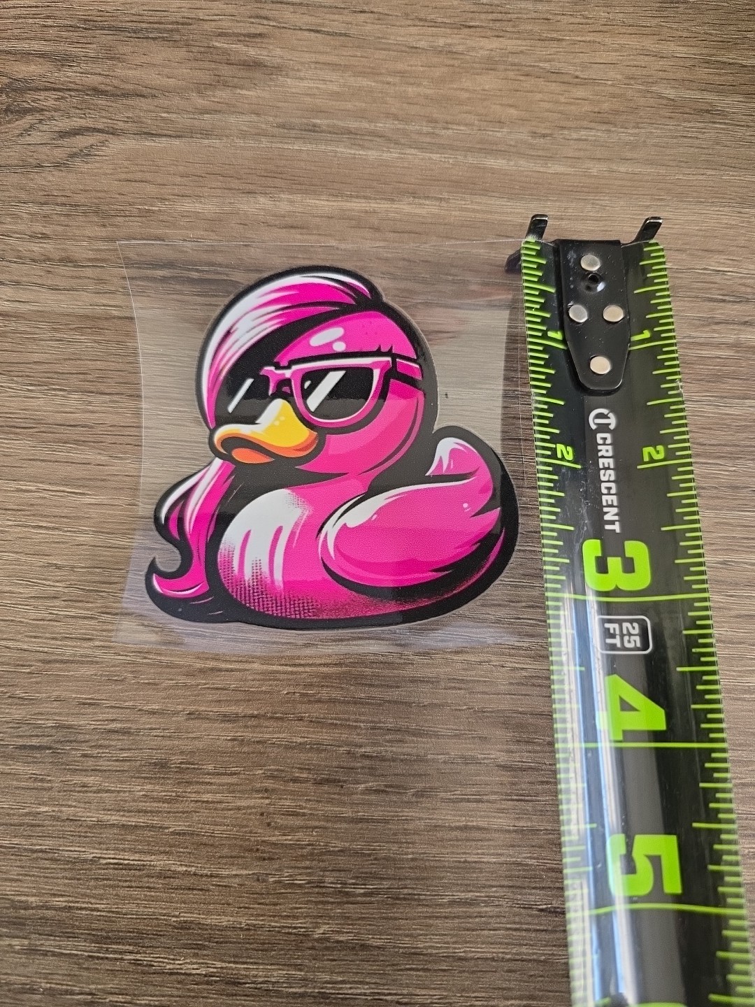 Pink Rubber Duckie UV DTF Raised Decal For Vehicle Glass Or Exterior Waterproof