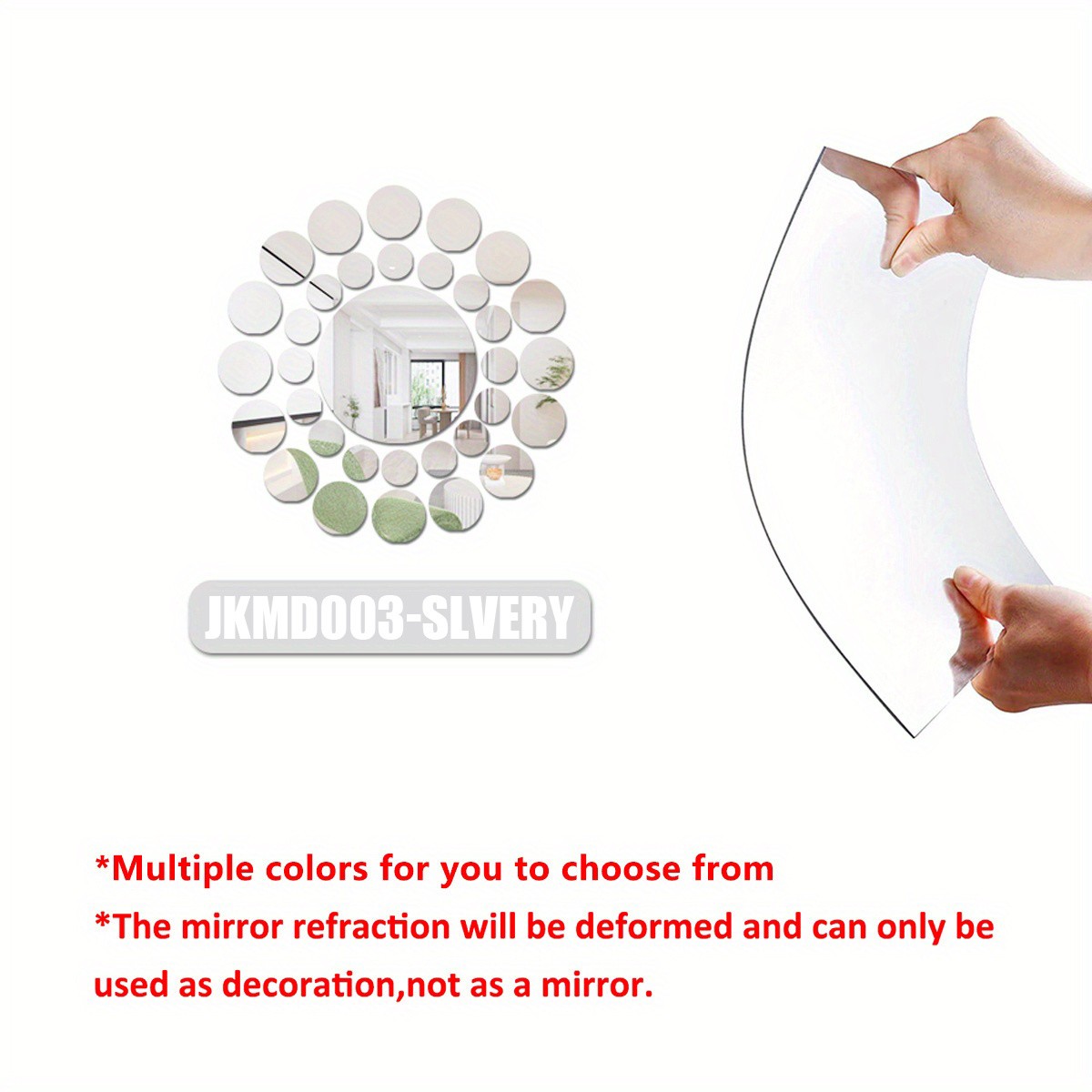 33Pcs/set Round Mirror Wall Stickers Silver Gold Living Room Background Wall