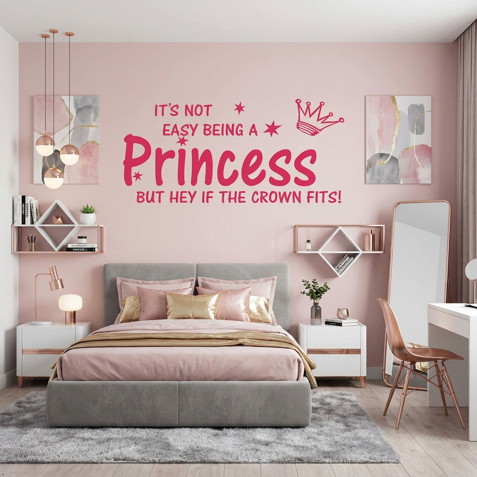 NOT Easy Being A Princess Girl Wall Quote Sticker Graphic Vinyl Home Kid décor