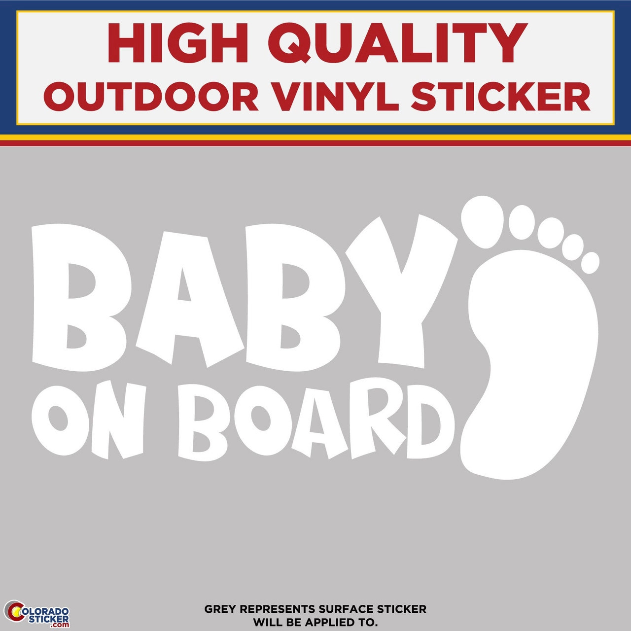 Baby on Board Footprint, Die Cut High Quality Vinyl Stickers