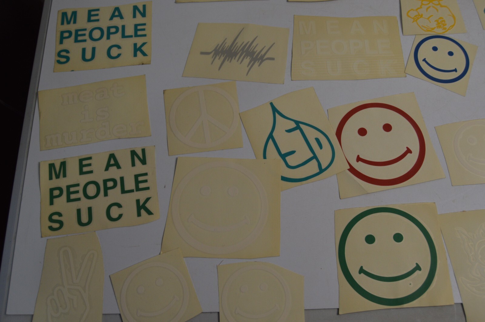 115+ Vintage Vinyl Decals Smiley Peace Stickers Lot 1990's Carnival Collectibles